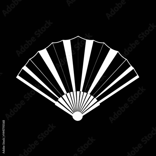 Black and White Hand Fan Illustration