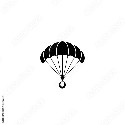 Simple Black Parachute Icon Illustration