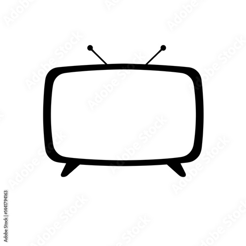 Simple Retro Television Icon Illustration