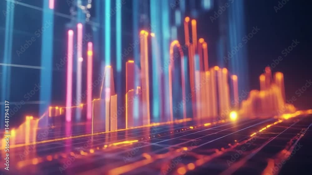 Dynamic 3D Financial Graph Animation Displaying Market Trends and Business Analysis Dynamic 3D Financial Graph Animation Displaying Market Trends and Business Analysis
