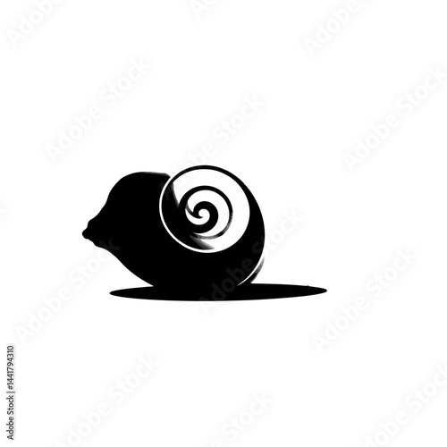 Abstract Black and White Snail Shell Illustration