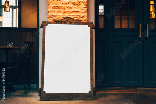 blank whiteboard at store in the night