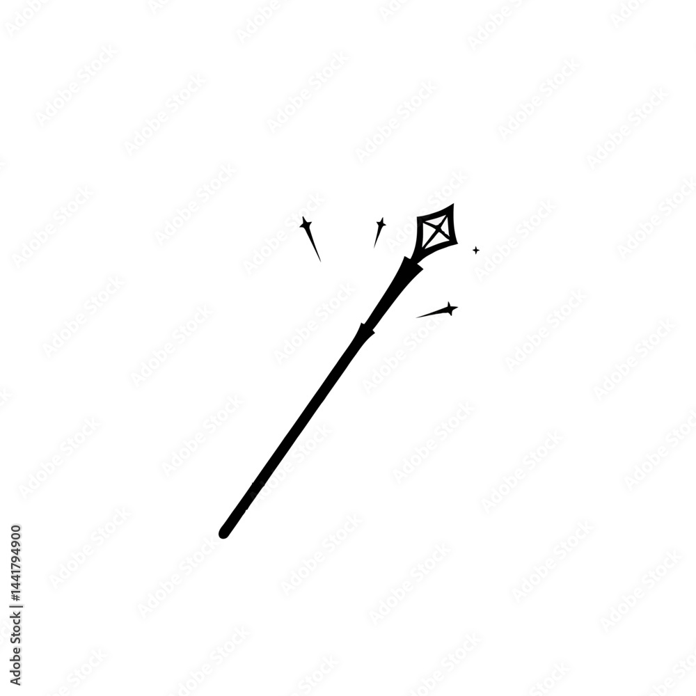 Magic Wand with Diamond Top Sparkling Icon Magic Wand with Diamond Top Sparkling Icon