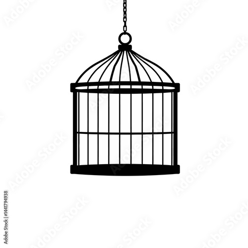 Empty Birdcage Hanging on a Chain