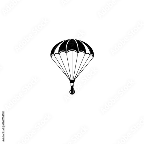 Simple Black and White Parachute Icon Illustration