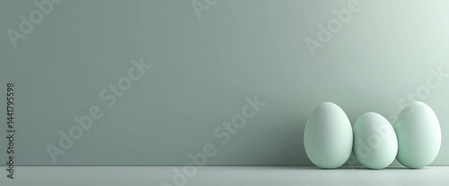 Pale Green Eggs Against a Light Sage Wall
