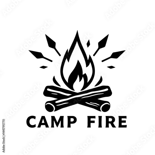 Campfire Logo Design Black and White