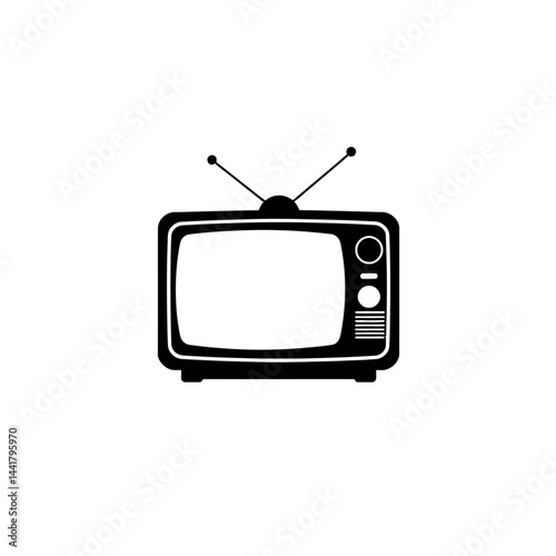 Retro Television Icon Black and White