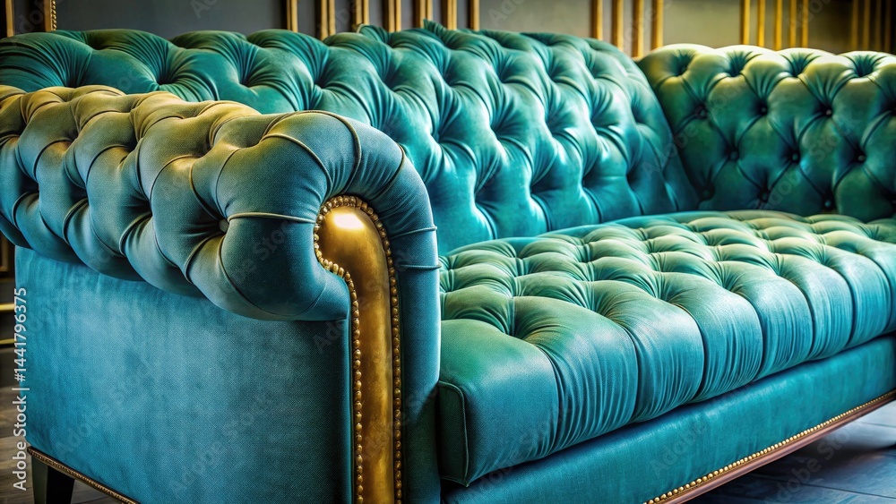 Obraz premium Elegant Button Tufted Upholstery, Textured Fabric, Luxury Furniture, Home Decor, Interior Design