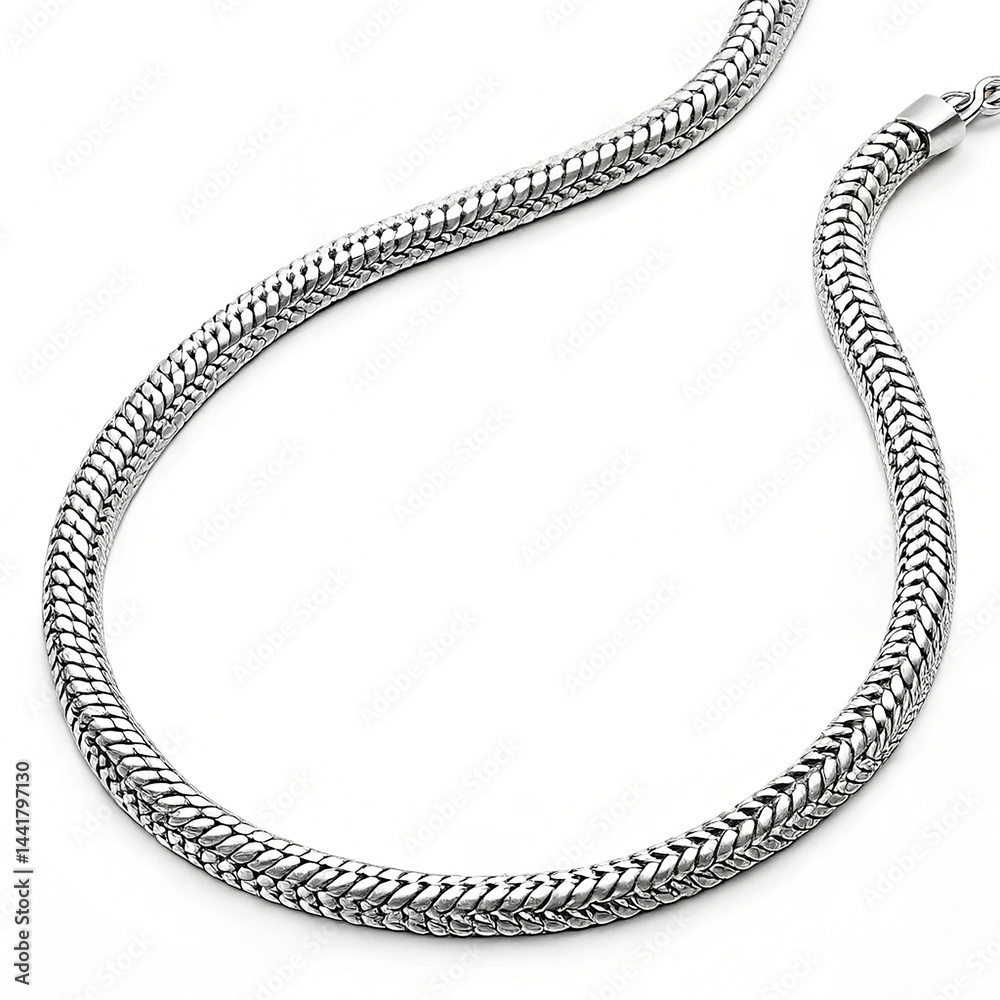 Snake chain necklace isolated on white background Snake chain necklace isolated on white background