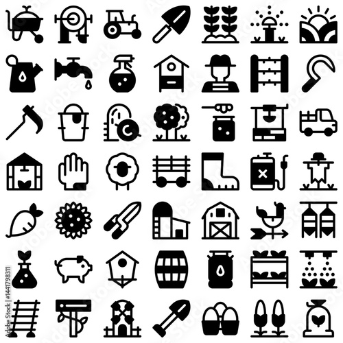 Agriculture Farm Icon Set. Perfect for user interface, new application
