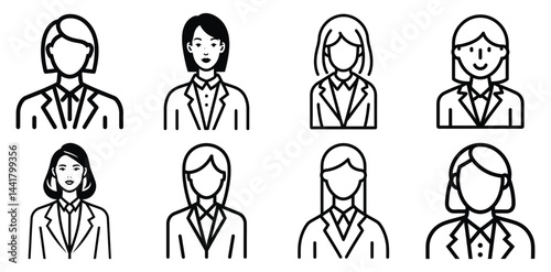 Business Women Icons, Professional Female Portraits