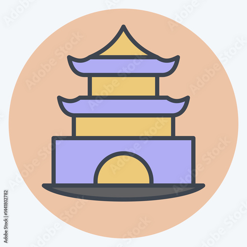 Icon Pagoda. related to House symbol. color mate style. design editable