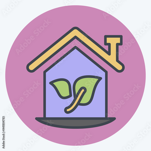 Icon Eco House. related to House symbol. color mate style. design editable