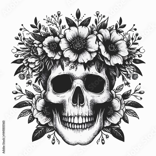 skull with flowers