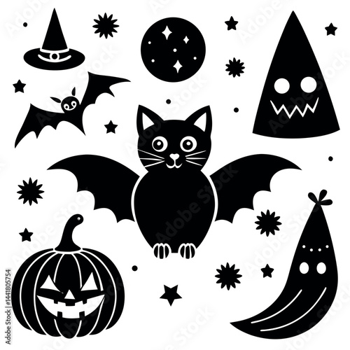    Cute Halloween elements vector illustration.
