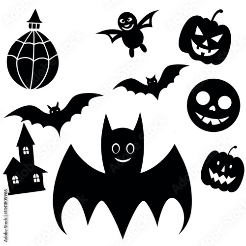    Cute Halloween elements vector illustration.
