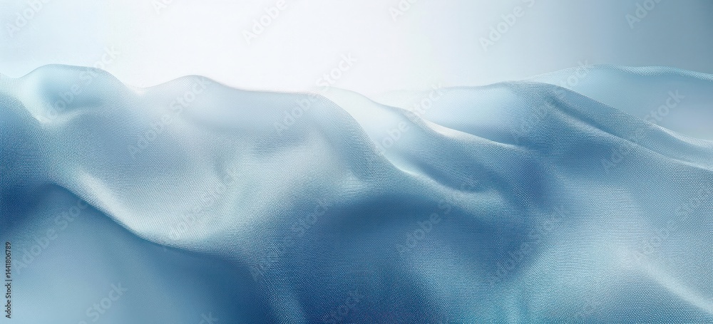 Fototapeta premium Smooth light blue silky fabric with gentle folds and waves creating a soft and calming texture and an elegant flowing appearance