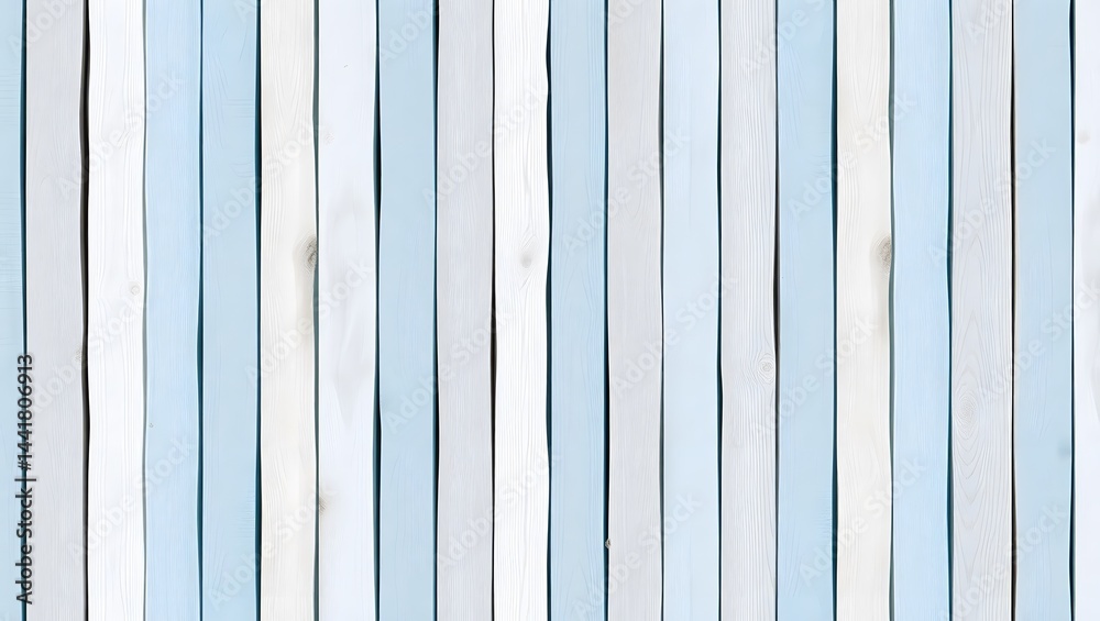 Obraz premium A close up of a light blue and white wooden plank background with vertical lines and soft texture