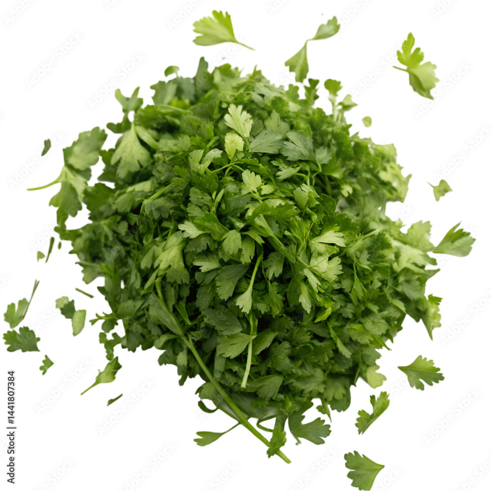 Obraz premium Chopped parsley isolated on transparent background