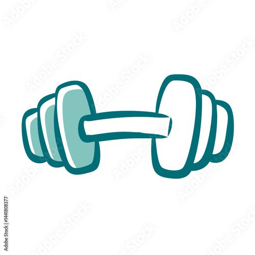 Stylized dumbbell illustration, fitness equipment for strength training and exercise