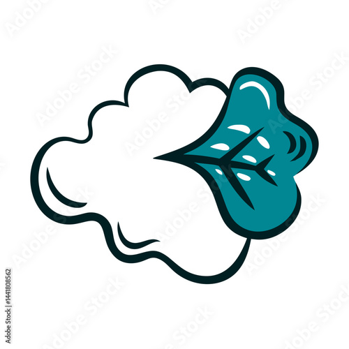 Breath cloud illustration featuring stylized cloud with leaf design, representing freshness and nature