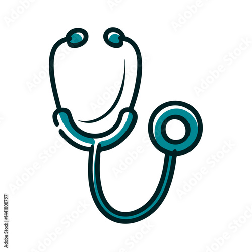 Stethoscope illustration with teal accents, symbolizing medical care and healthcare access