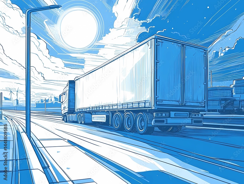markers sketch style of Europe's transport structure : track