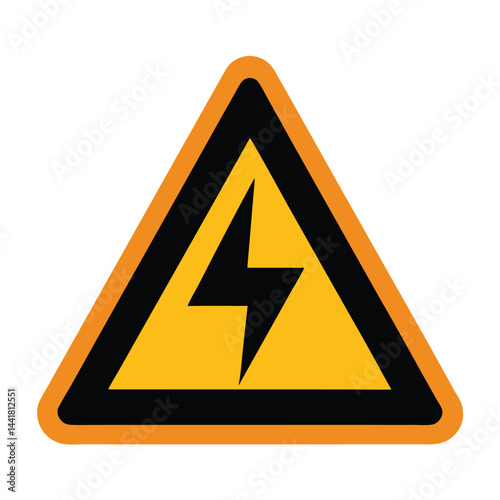 High Voltage Warning Sign Triangle Black Yellow