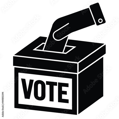 Hand Inserting Ballot into Vote Box Election Symbol