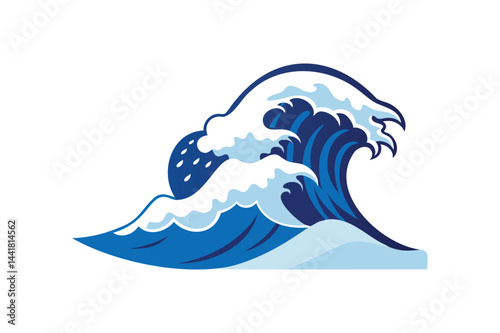 Great wave of Kanagawa vector on white background