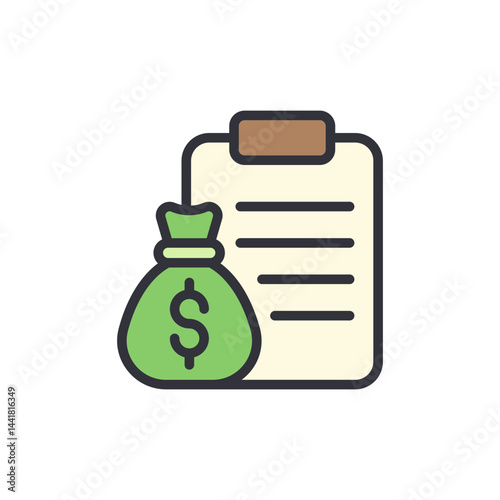 Budget report colored icons, minimalist vector illustration ,simple transparent graphic element .Isolated on white background