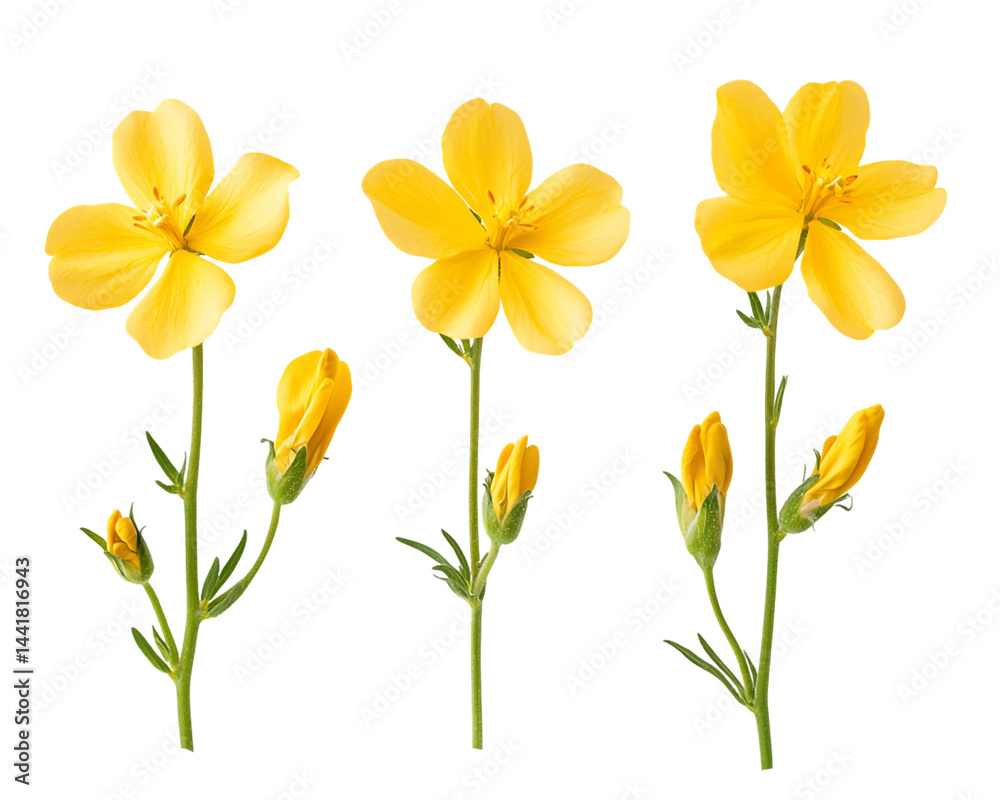 Fototapeta premium Vibrant Yellow Flowers in Full Bloom on Transparent Background, PNG