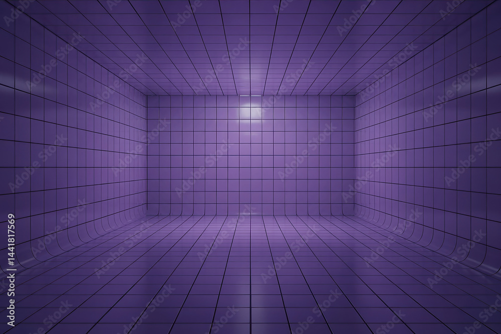 Purple Grid Room with Reflection