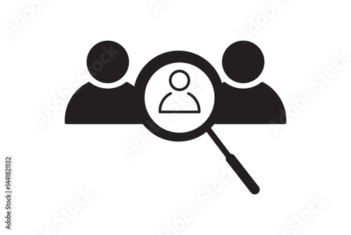 business job hiring recruitment icon vector headhunting search for candidate human resource with magnifier symbol illustration