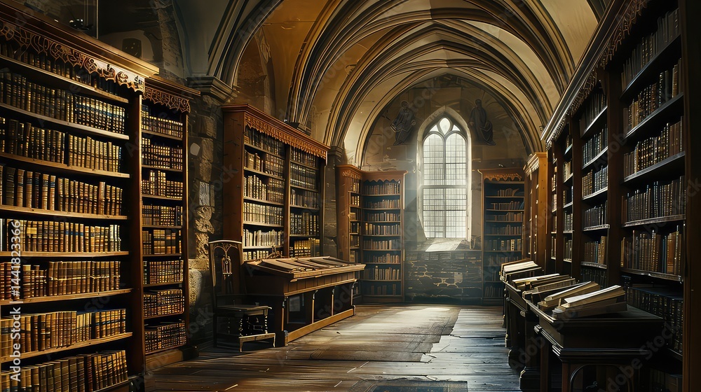 Fototapeta premium Antique library interior design