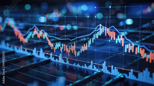 Obraz na płótnie Stock Market Data Visualization w salonie