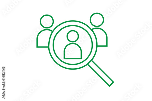 business job hiring recruitment icon vector headhunting search for candidate human resource with magnifier symbol illustration