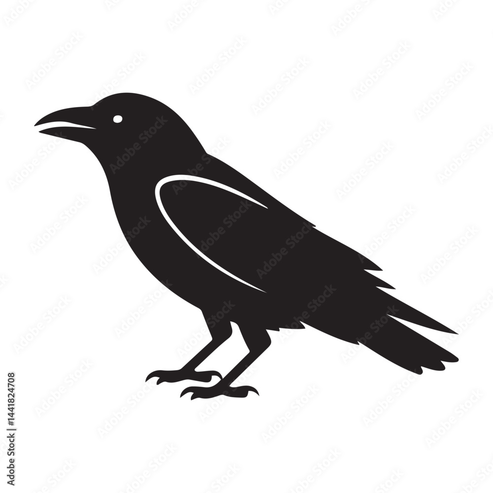 Crow bird Vector Black silhouettes, Simple Design vector icon with white background Crow bird Vector Black silhouettes, Simple Design vector icon with white background