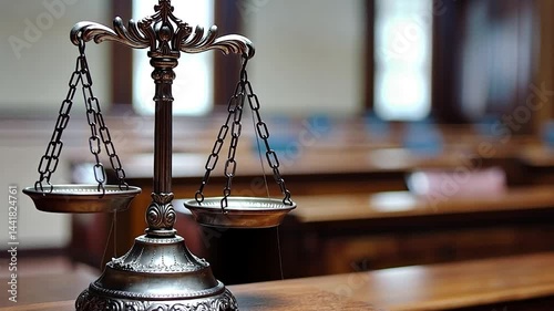 Justice Scales in Courtroom