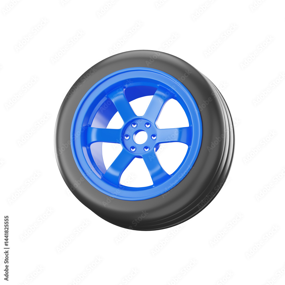 Fototapeta premium Rim Tires 3D Icon, Automotive 3D Part. Car Garage 3D Illustration