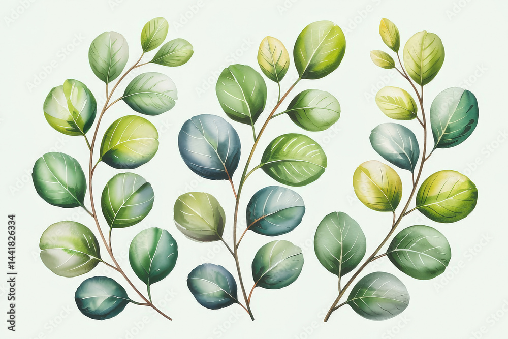 Green Leaves Botanical Illustration