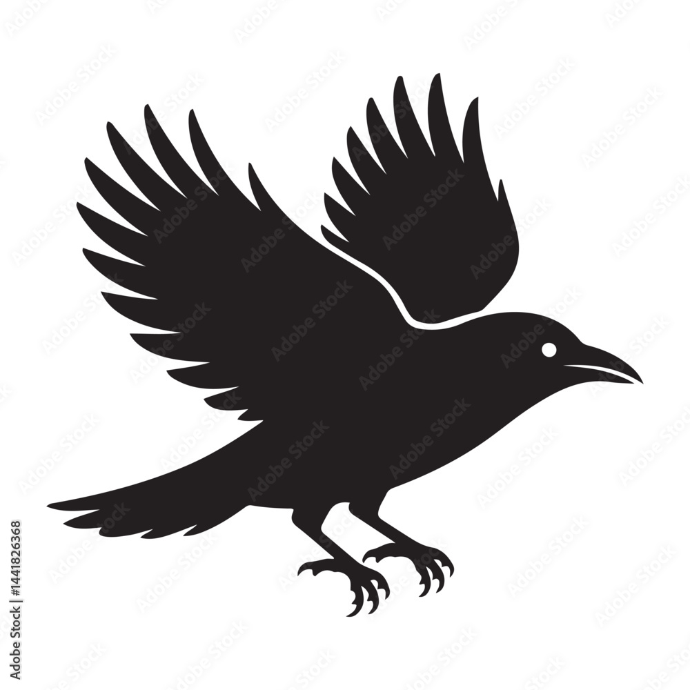 Fototapeta premium Crow bird Vector Black silhouettes, Simple Design vector icon with white background