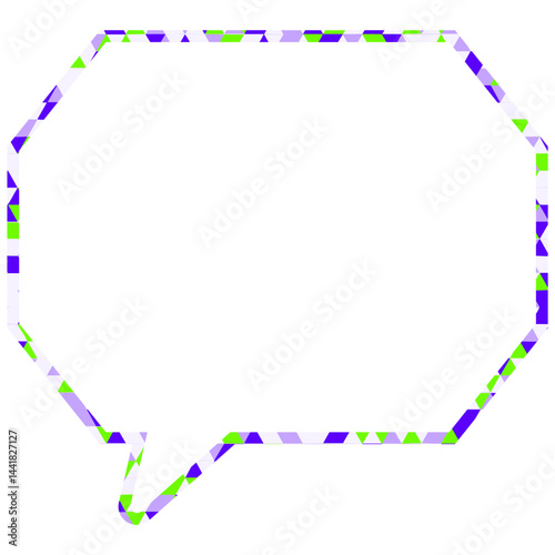 ステンドグラス風吹き出し　三角形模様　角のある八角形