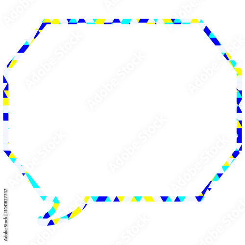 ステンドグラス風吹き出し　三角形模様　角のある八角形