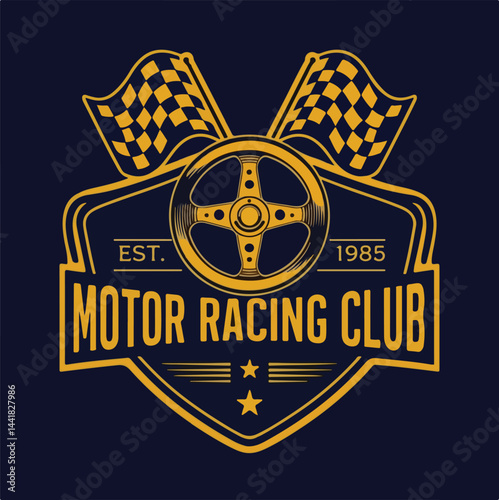 Motor Racing Club: Classic Gold Emblem EST. 1985