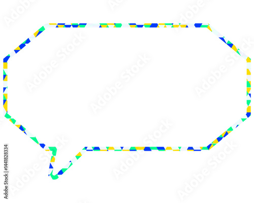 ステンドグラス風吹き出し　三角形模様　細長い八角形