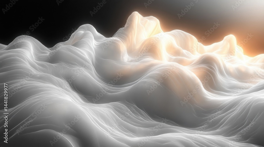 Obraz premium Abstract White Mountain Landscape With Textured Surface and Soft Lighting Rendering