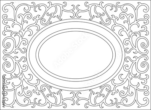 Vector sketch illustration silhouette design decoration ornament background pattern carving classic vintage abstract modern