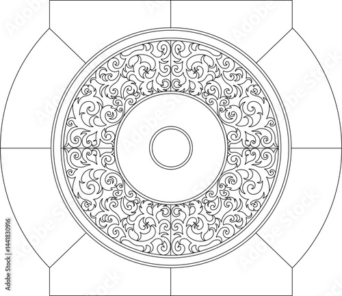 Vector sketch illustration silhouette design decoration ornament background pattern carving classic vintage abstract modern